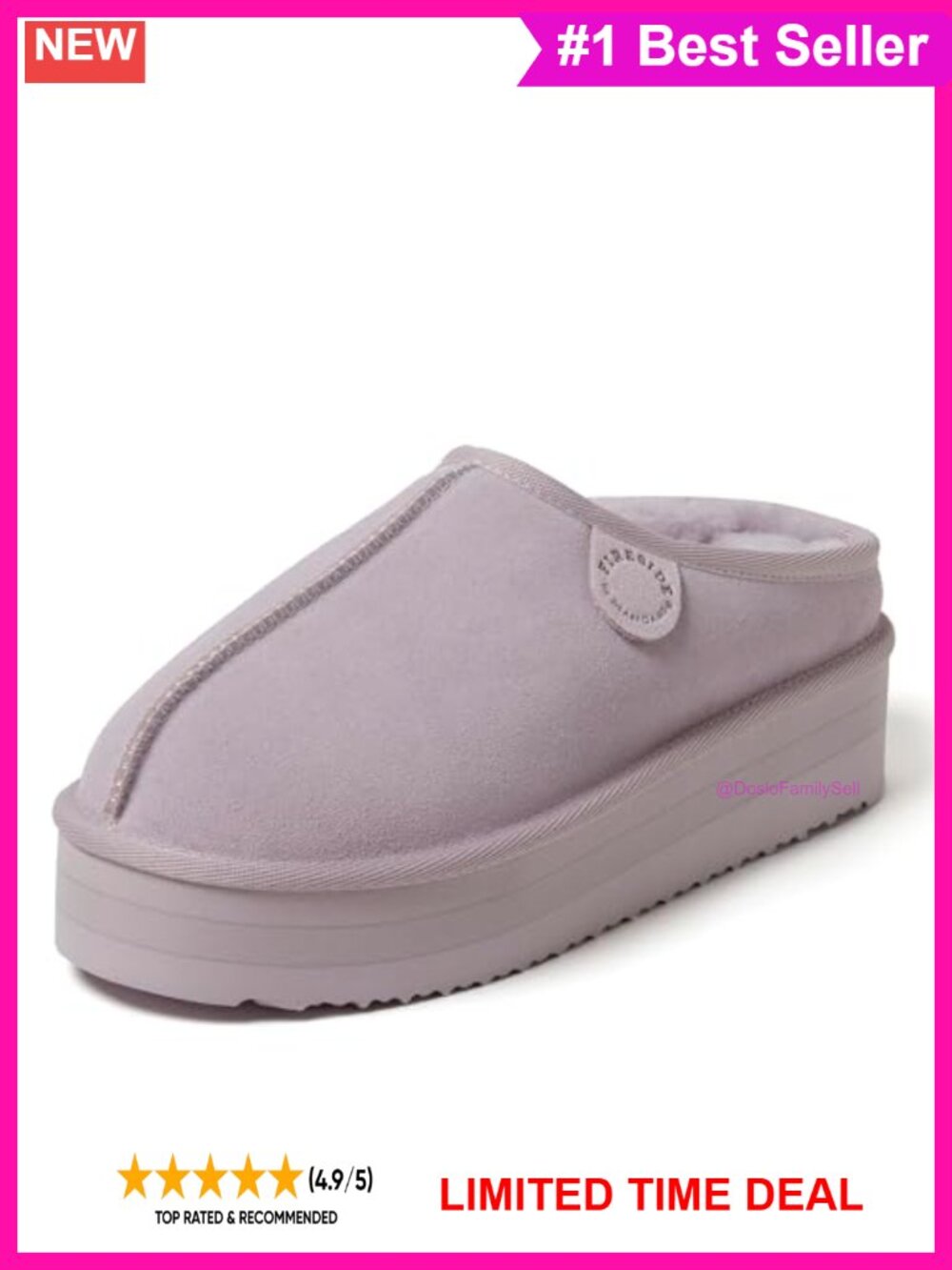 100% Australian Shearling Platform Clog Slippers Indoor Outdoor Memory Foam